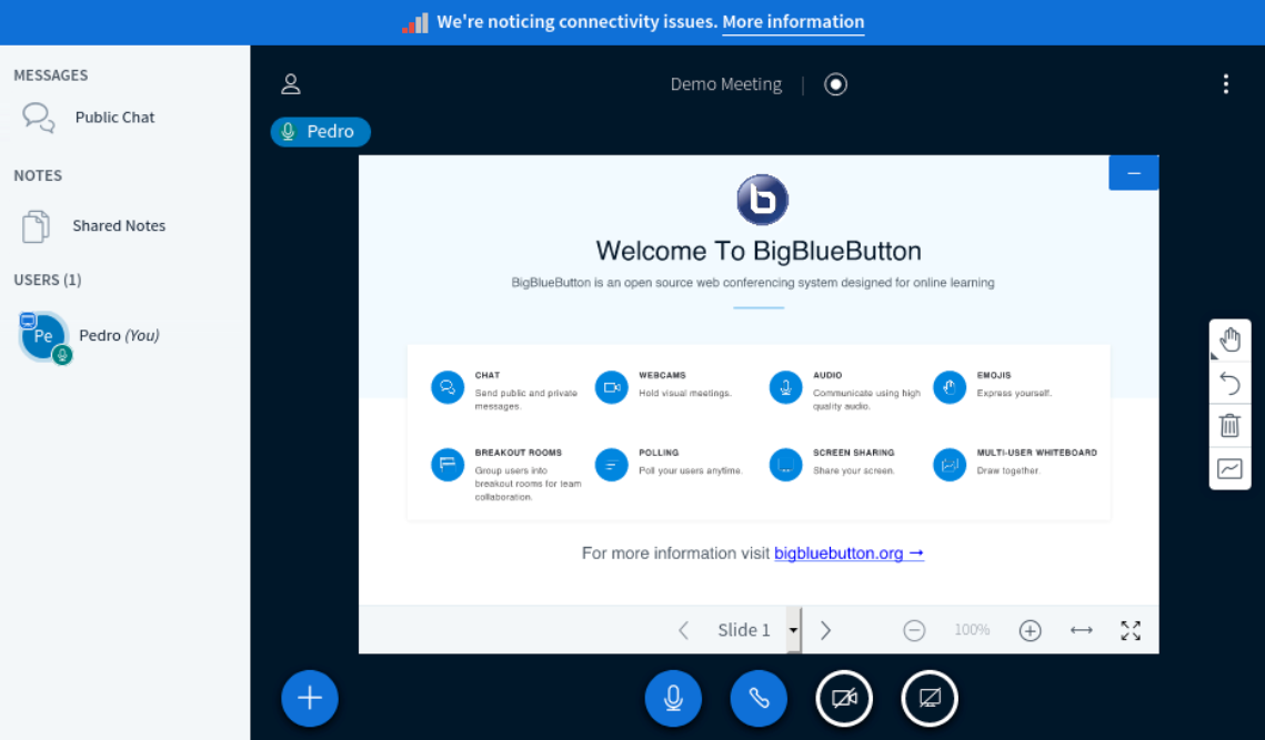 BigBlueButton network quality indicator